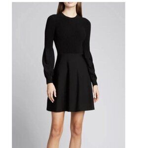 NWT Theory Blouson Sleeve Dress Black Glossed Size Large